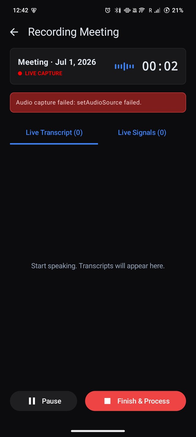 V01 Meeting Mode in the Companion app